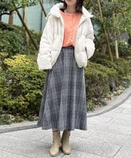 K2HBD19059 a.v.v(アー・ヴェ・ヴェ) チェック柄フレアスカート ブラック