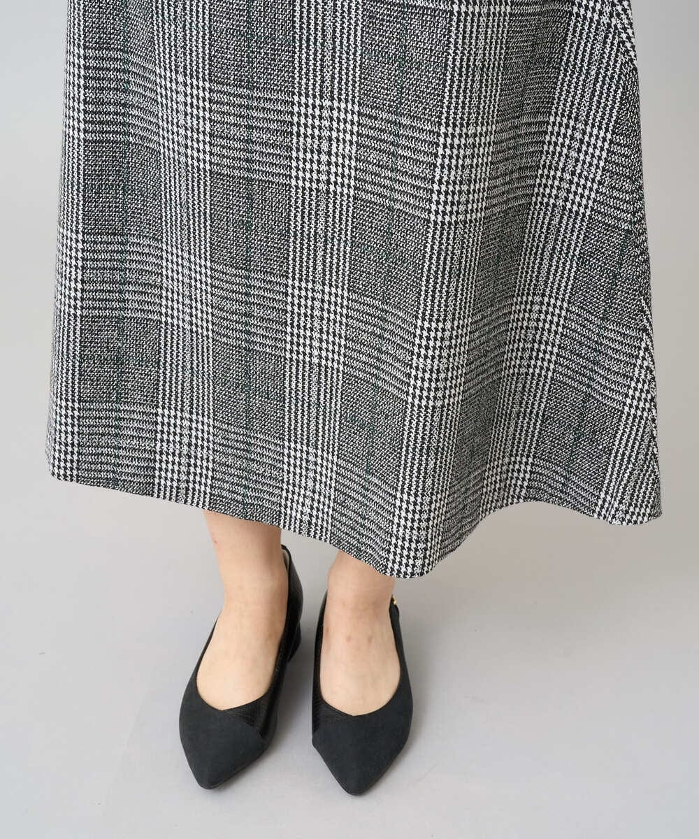 K2HBD19059 a.v.v(アー・ヴェ・ヴェ) チェック柄フレアスカート ブラック