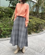 K2HBD19059 a.v.v(アー・ヴェ・ヴェ) チェック柄フレアスカート ブラック