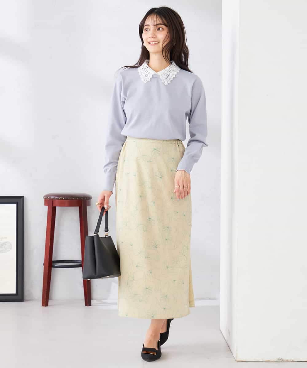 K2HDD07054 a.v.v(アー・ヴェ・ヴェ) フラワープリントマーメイドスカート ベージュ