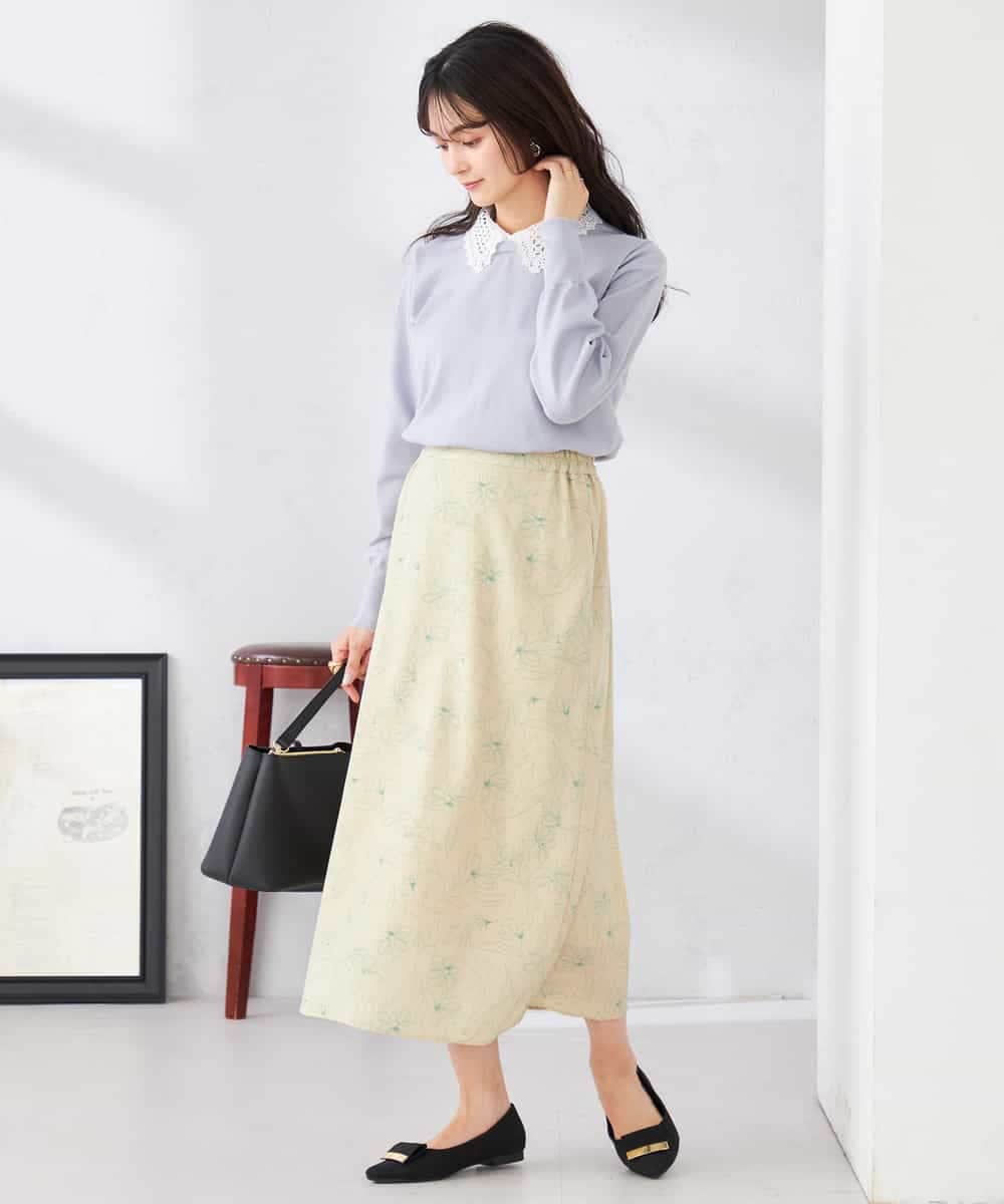 K2HDD07054 a.v.v(アー・ヴェ・ヴェ) フラワープリントマーメイドスカート ベージュ