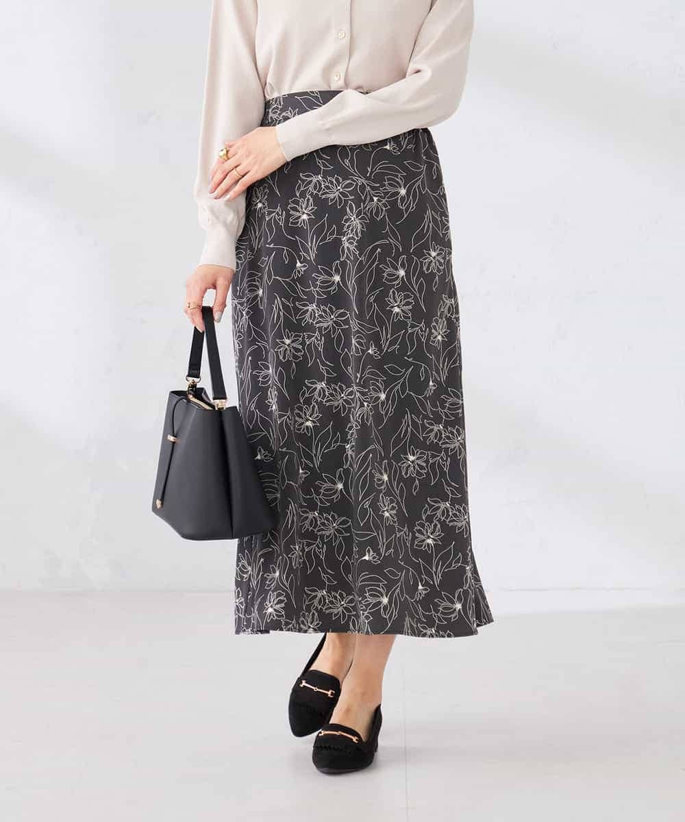 K2HDD07054 a.v.v(アー・ヴェ・ヴェ) フラワープリントマーメイドスカート ベージュ