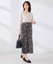 K2HDD07054 a.v.v(アー・ヴェ・ヴェ) フラワープリントマーメイドスカート ベージュ