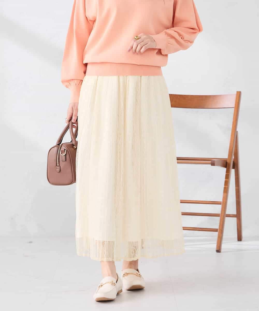 K2HDD08064 a.v.v(アー・ヴェ・ヴェ) レースプリーツスカート オレンジ