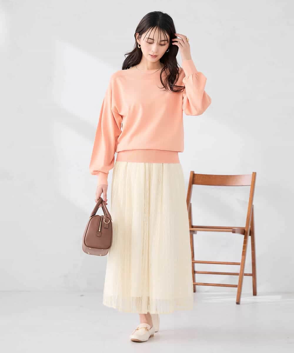 K2HDD08064 a.v.v(アー・ヴェ・ヴェ) レースプリーツスカート オレンジ