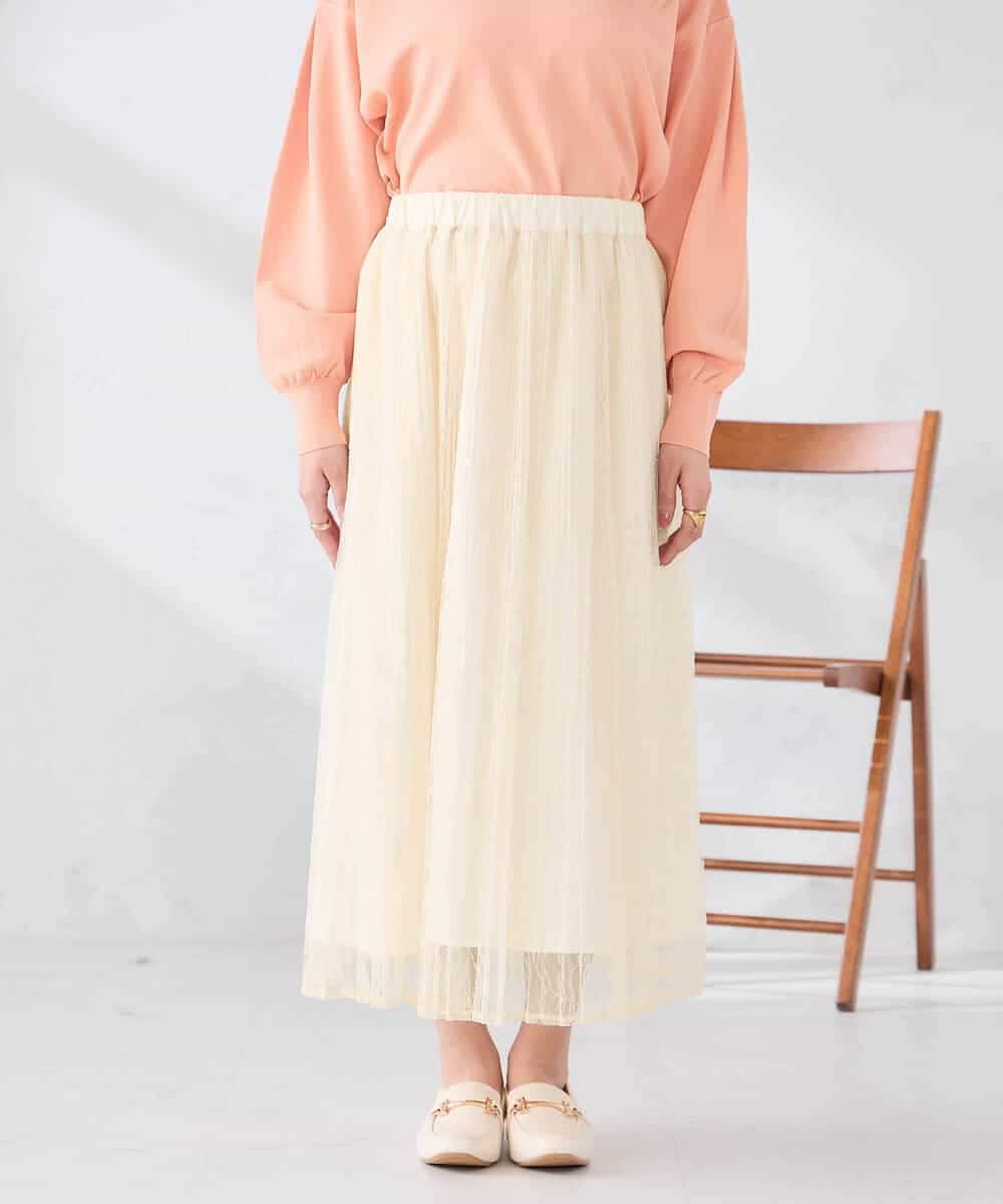 K2HDD08064 a.v.v(アー・ヴェ・ヴェ) レースプリーツスカート オレンジ