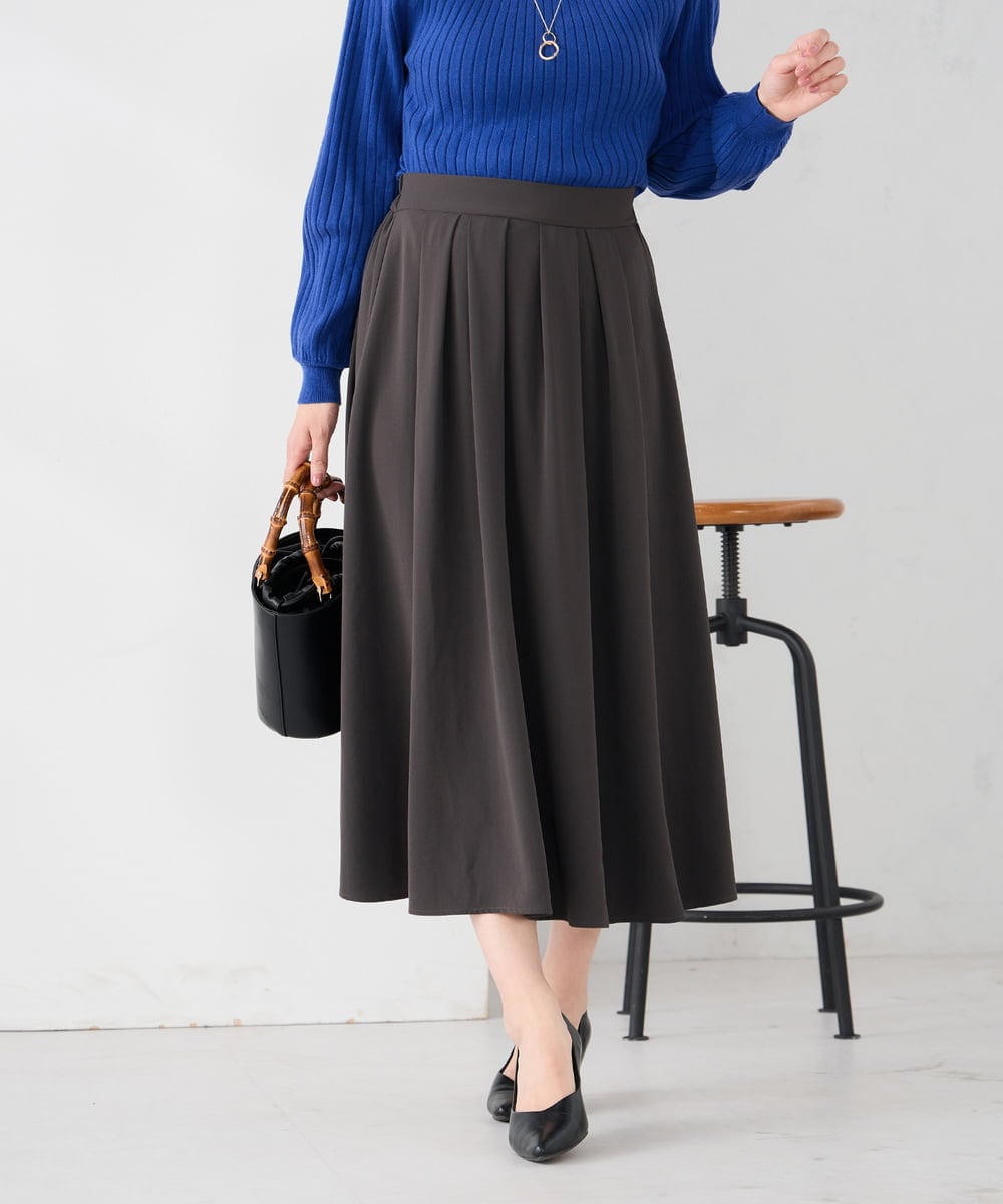 K2HDD09049 a.v.v(アー・ヴェ・ヴェ) 落ち感フレアスカート ダークグレー