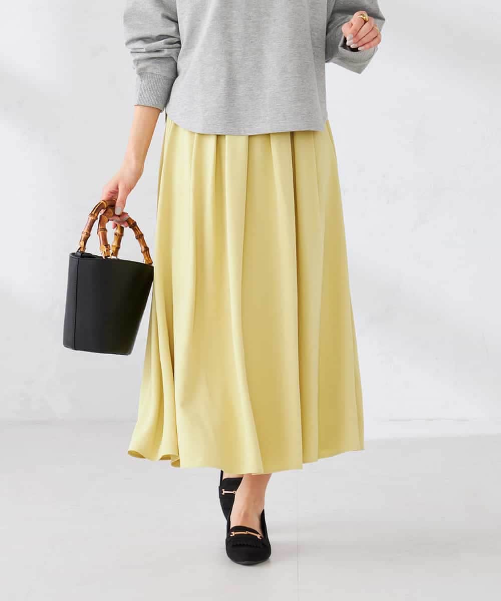 K2HDD09049 a.v.v(アー・ヴェ・ヴェ) 落ち感フレアスカート ライトイエロー