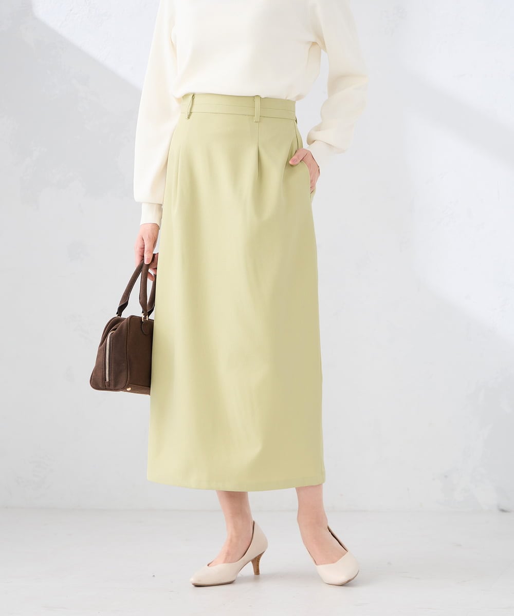 K2HDD10054 a.v.v(アー・ヴェ・ヴェ) 【洗える】ストレッチナロースカート グリーン