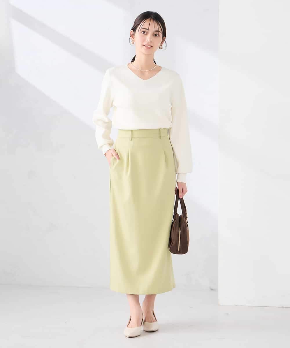 K2HDD10054 a.v.v(アー・ヴェ・ヴェ) 【洗える】ストレッチナロースカート グリーン