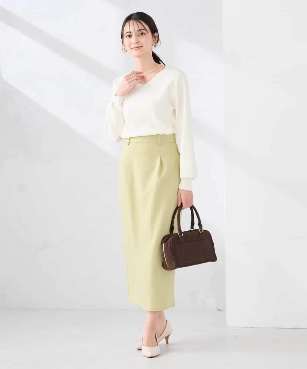 K2HDD10054 a.v.v(アー・ヴェ・ヴェ) 【洗える】ストレッチナロースカート グリーン