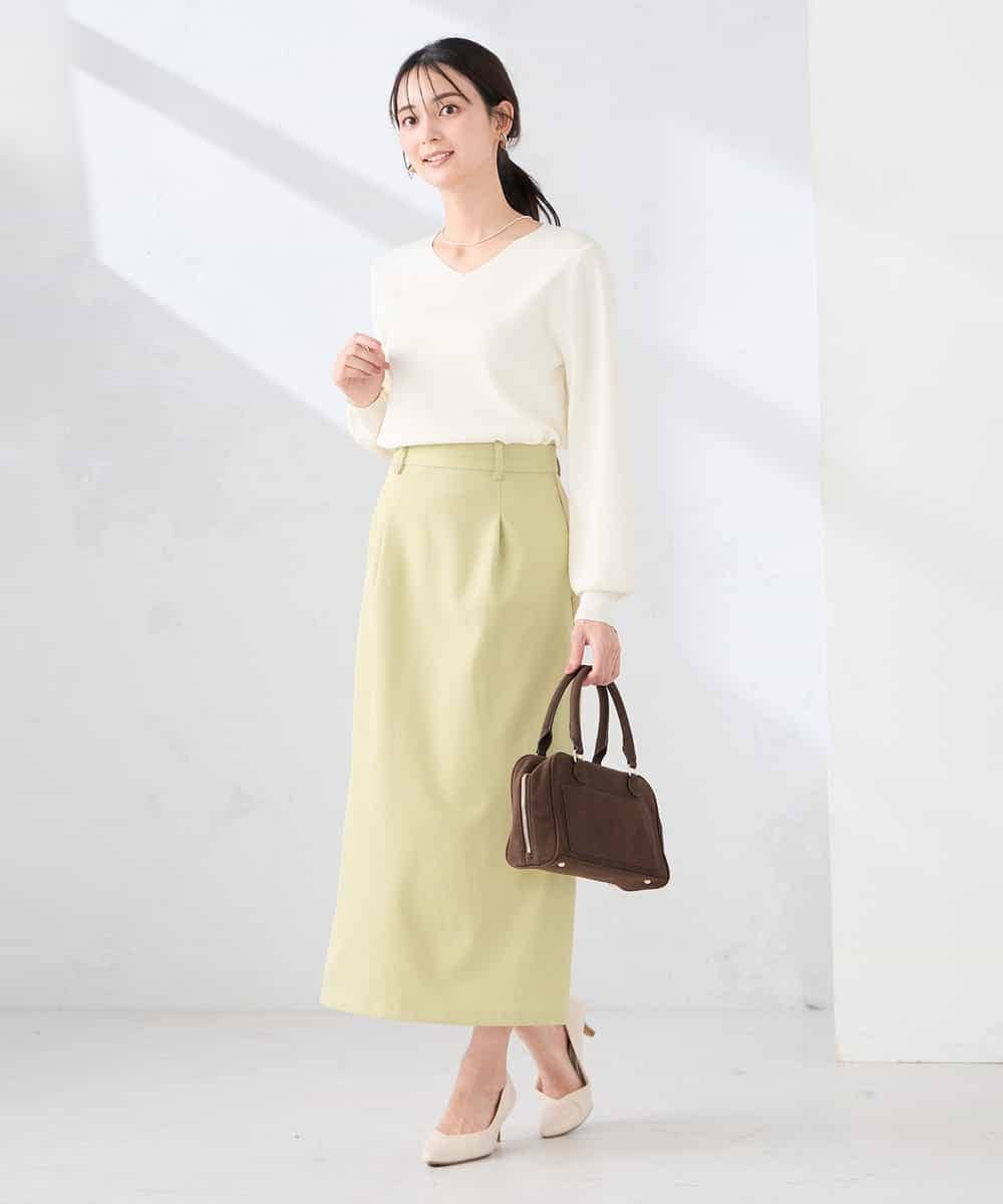 K2HDD10054 a.v.v(アー・ヴェ・ヴェ) 【洗える】ストレッチナロースカート グリーン