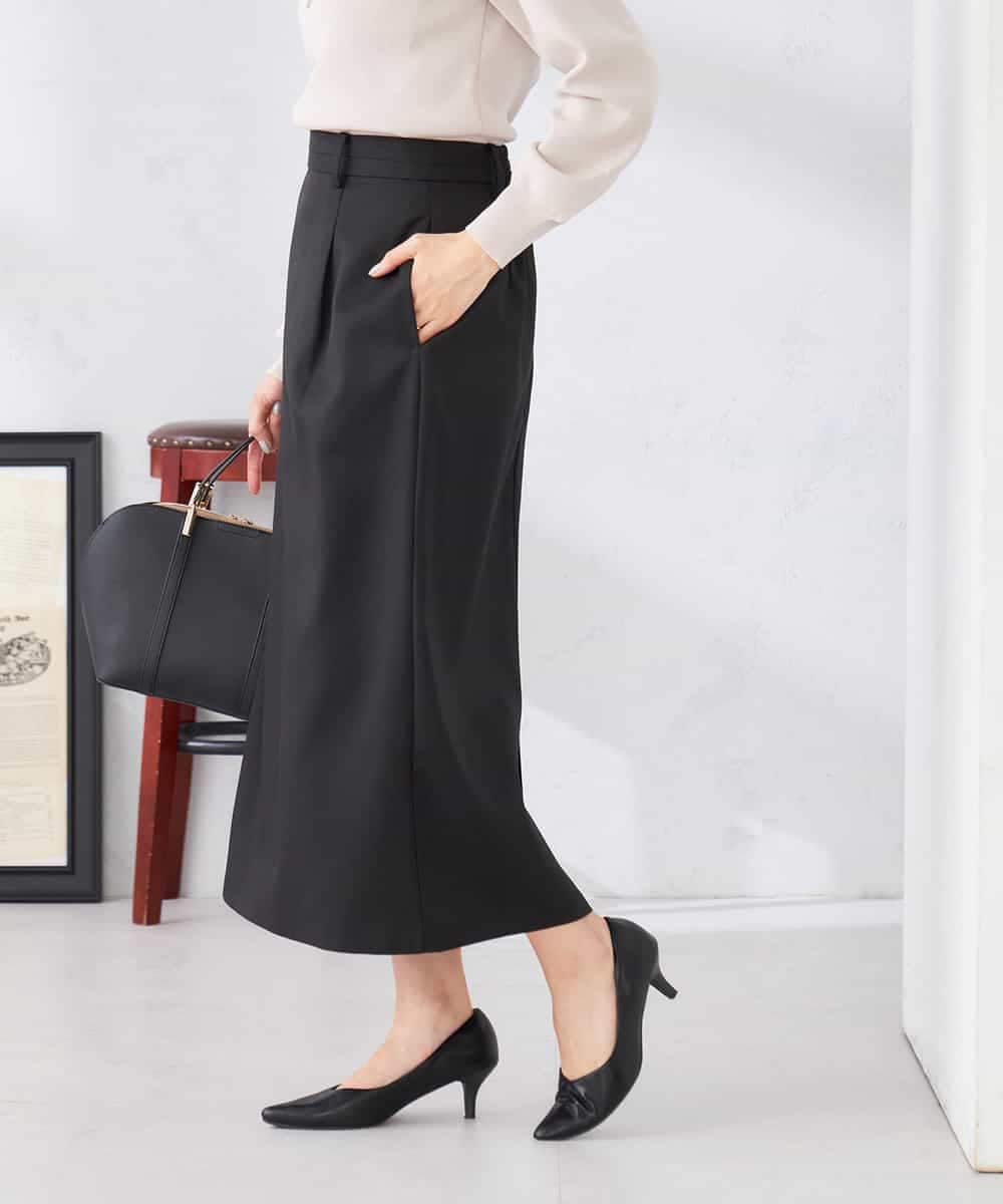 K2HDD10054 a.v.v(アー・ヴェ・ヴェ) 【洗える】ストレッチナロースカート グリーン