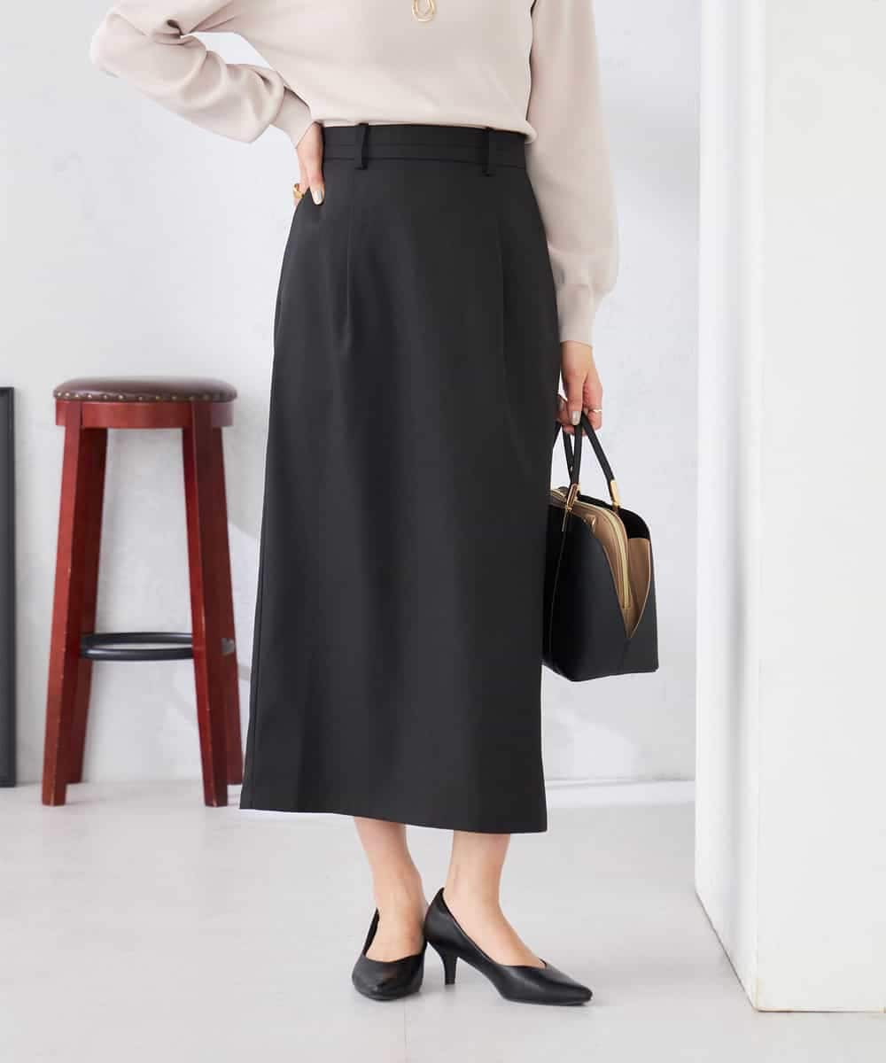 K2HDD10054 a.v.v(アー・ヴェ・ヴェ) 【洗える】ストレッチナロースカート グリーン