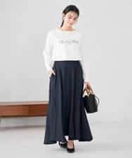 K2HDD11059 a.v.v(アー・ヴェ・ヴェ) サテンマーメイドフレアスカート ネイビー