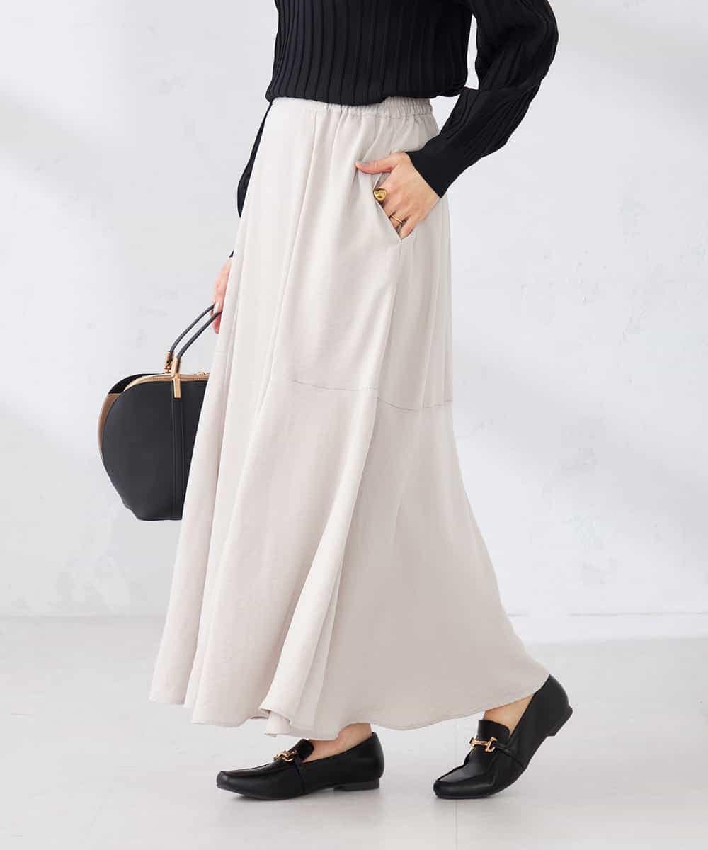 K2HDD11059 a.v.v(アー・ヴェ・ヴェ) サテンマーメイドフレアスカート ネイビー