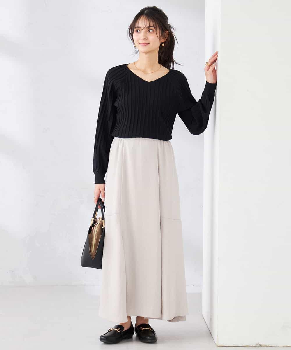 K2HDD11059 a.v.v(アー・ヴェ・ヴェ) サテンマーメイドフレアスカート ネイビー