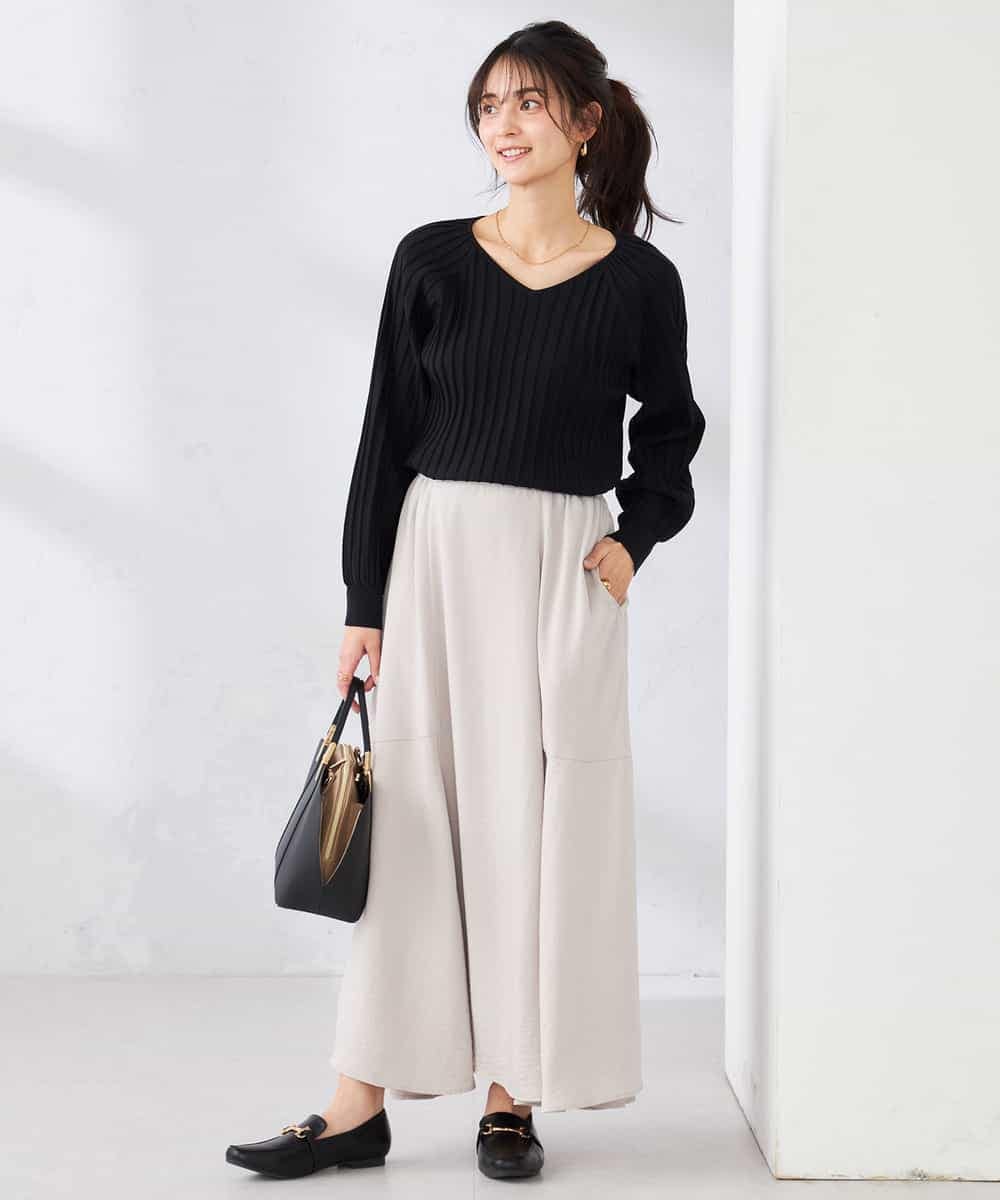 K2HDD11059 a.v.v(アー・ヴェ・ヴェ) サテンマーメイドフレアスカート ネイビー