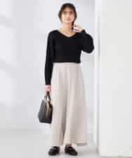 K2HDD11059 a.v.v(アー・ヴェ・ヴェ) サテンマーメイドフレアスカート ネイビー