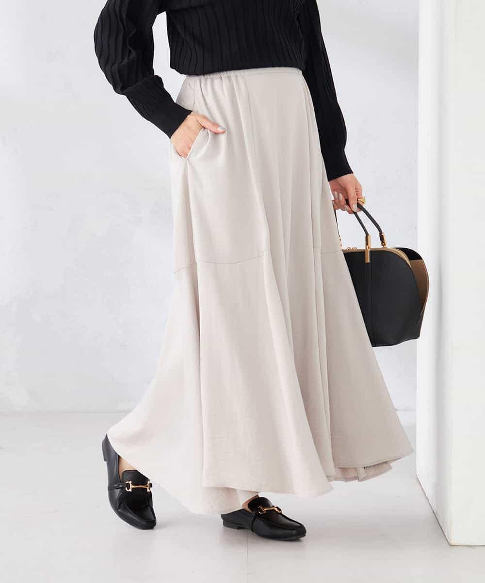 K2HDD11059 a.v.v(アー・ヴェ・ヴェ) サテンマーメイドフレアスカート グレージュ