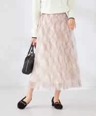 K2HDD23064 a.v.v(アー・ヴェ・ヴェ) チェック柄チュールスカート ピンク