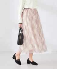 K2HDD23064 a.v.v(アー・ヴェ・ヴェ) チェック柄チュールスカート ピンク