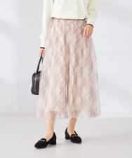 K2HDD23064 a.v.v(アー・ヴェ・ヴェ) チェック柄チュールスカート ピンク