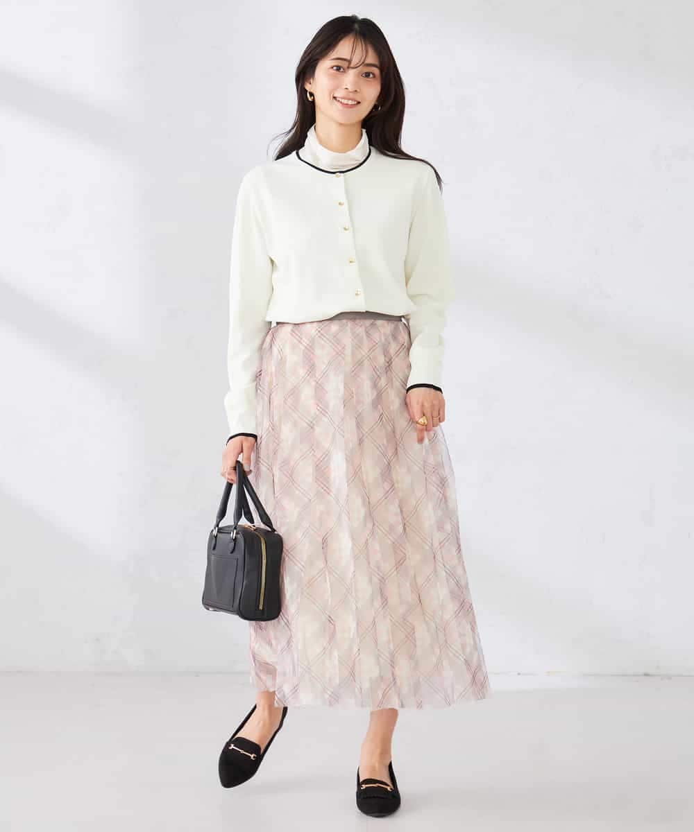 K2HDD23064 a.v.v(アー・ヴェ・ヴェ) チェック柄チュールスカート ピンク