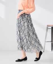 K2HDD23064 a.v.v(アー・ヴェ・ヴェ) チェック柄チュールスカート ピンク