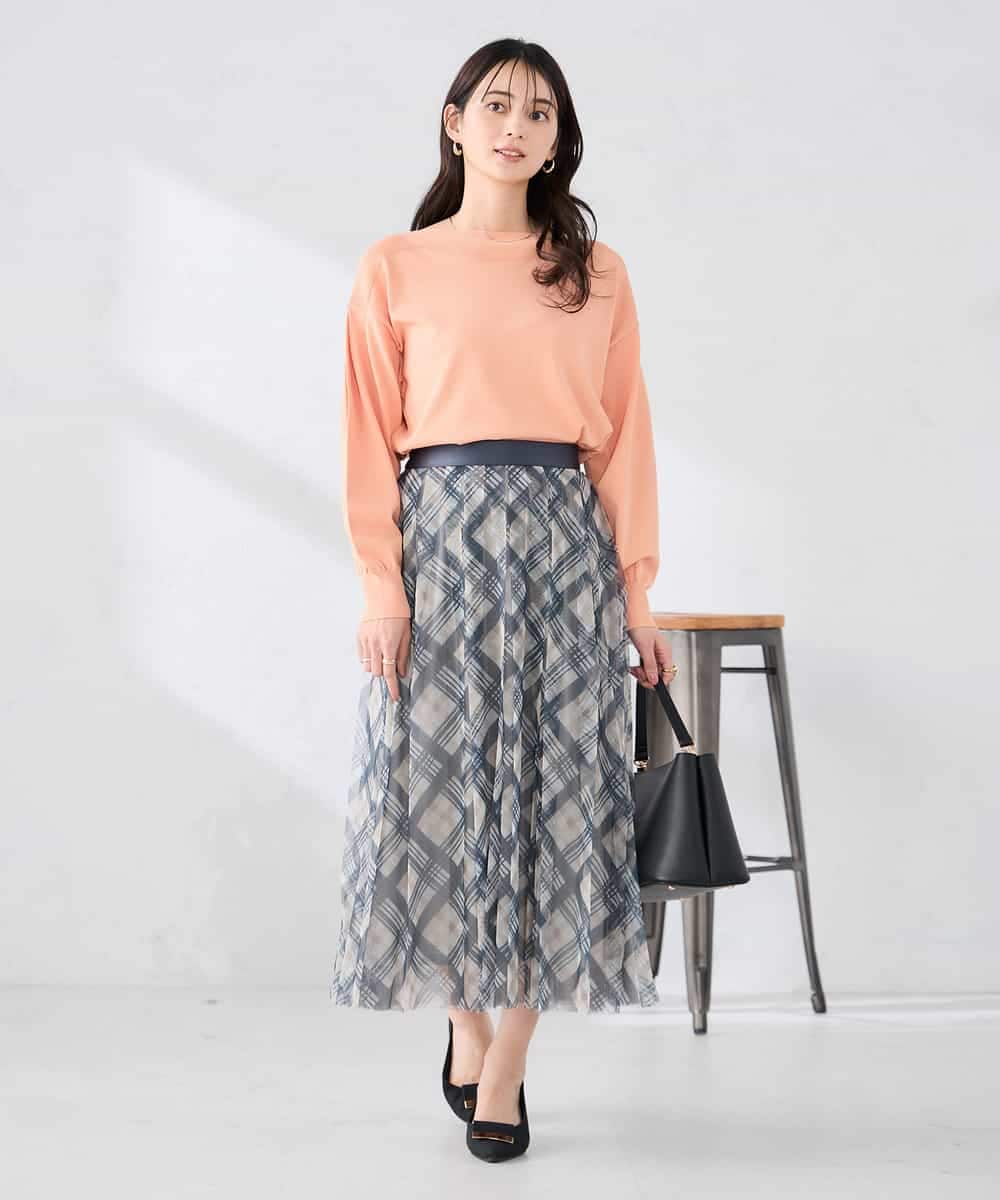 K2HDD23064 a.v.v(アー・ヴェ・ヴェ) チェック柄チュールスカート ピンク