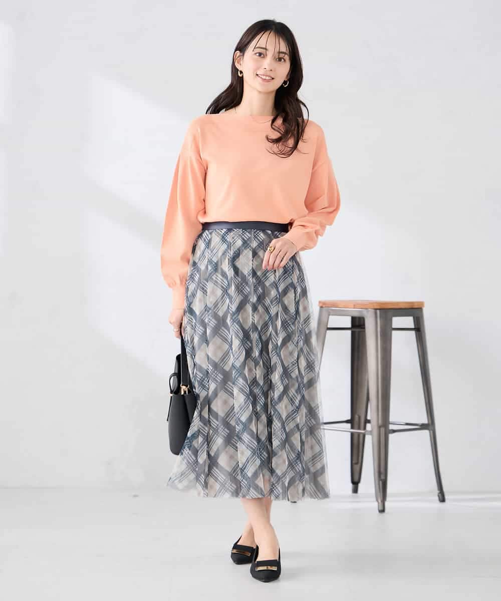 K2HDD23064 a.v.v(アー・ヴェ・ヴェ) チェック柄チュールスカート ピンク