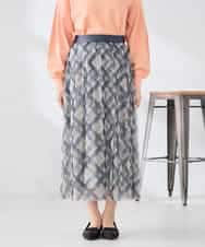 K2HDD23064 a.v.v(アー・ヴェ・ヴェ) チェック柄チュールスカート ピンク