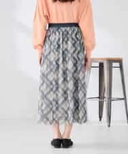 K2HDD23064 a.v.v(アー・ヴェ・ヴェ) チェック柄チュールスカート ピンク