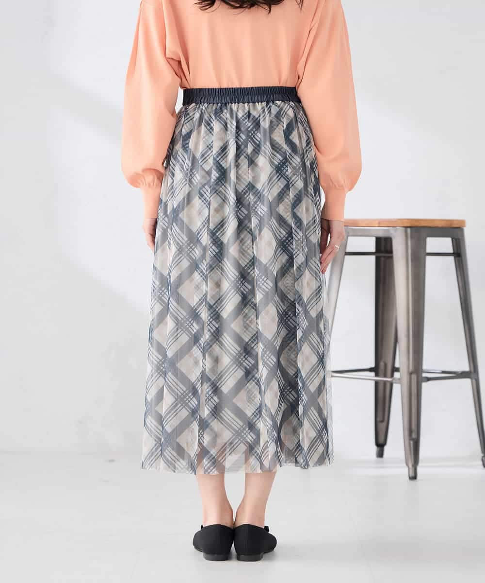 K2HDD23064 a.v.v(アー・ヴェ・ヴェ) チェック柄チュールスカート ピンク