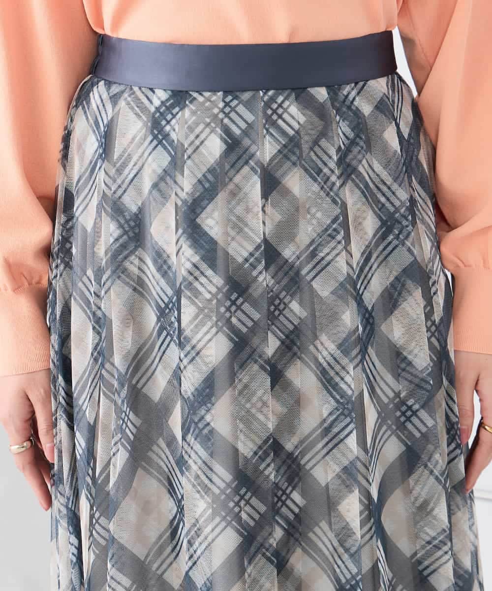 K2HDD23064 a.v.v(アー・ヴェ・ヴェ) チェック柄チュールスカート ピンク