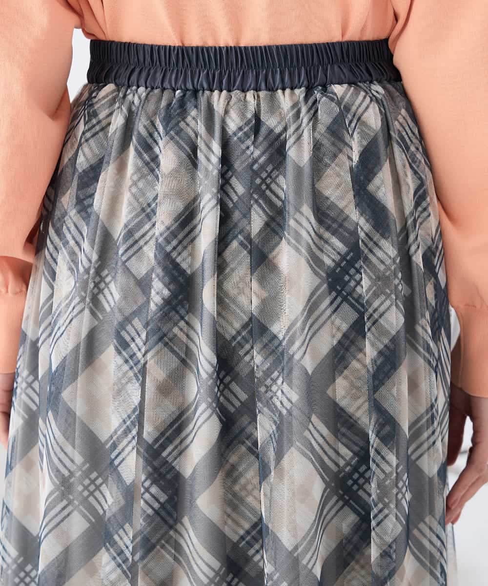 K2HDD23064 a.v.v(アー・ヴェ・ヴェ) チェック柄チュールスカート ピンク