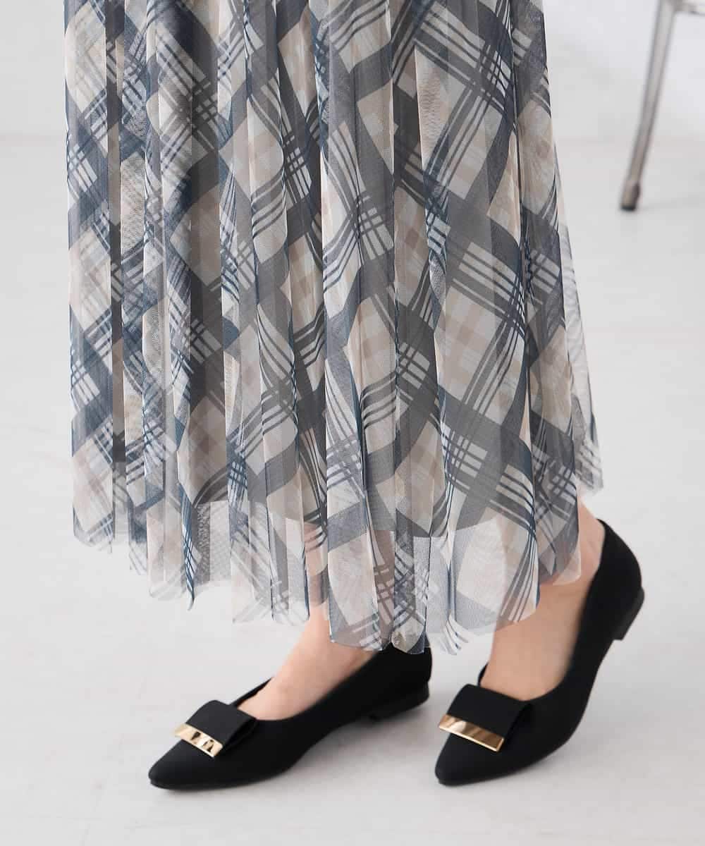 K2HDD23064 a.v.v(アー・ヴェ・ヴェ) チェック柄チュールスカート ピンク