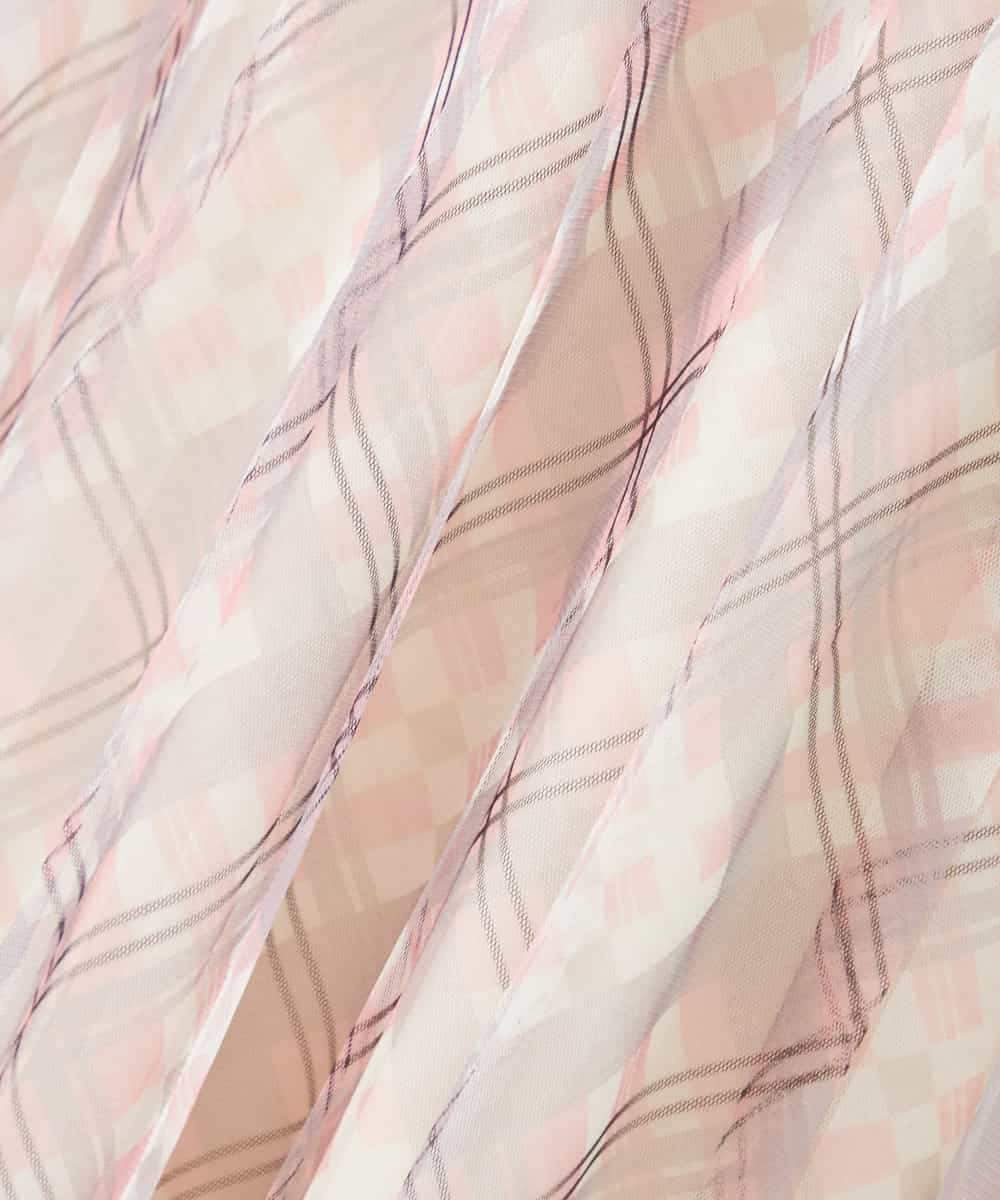 K2HDD23064 a.v.v(アー・ヴェ・ヴェ) チェック柄チュールスカート ピンク