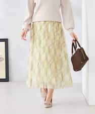 K2HDD23064 a.v.v(アー・ヴェ・ヴェ) チェック柄チュールスカート ライトイエロー