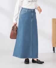 K2HFD02059 a.v.v(アー・ヴェ・ヴェ) Aラインデニムスカート ブルー