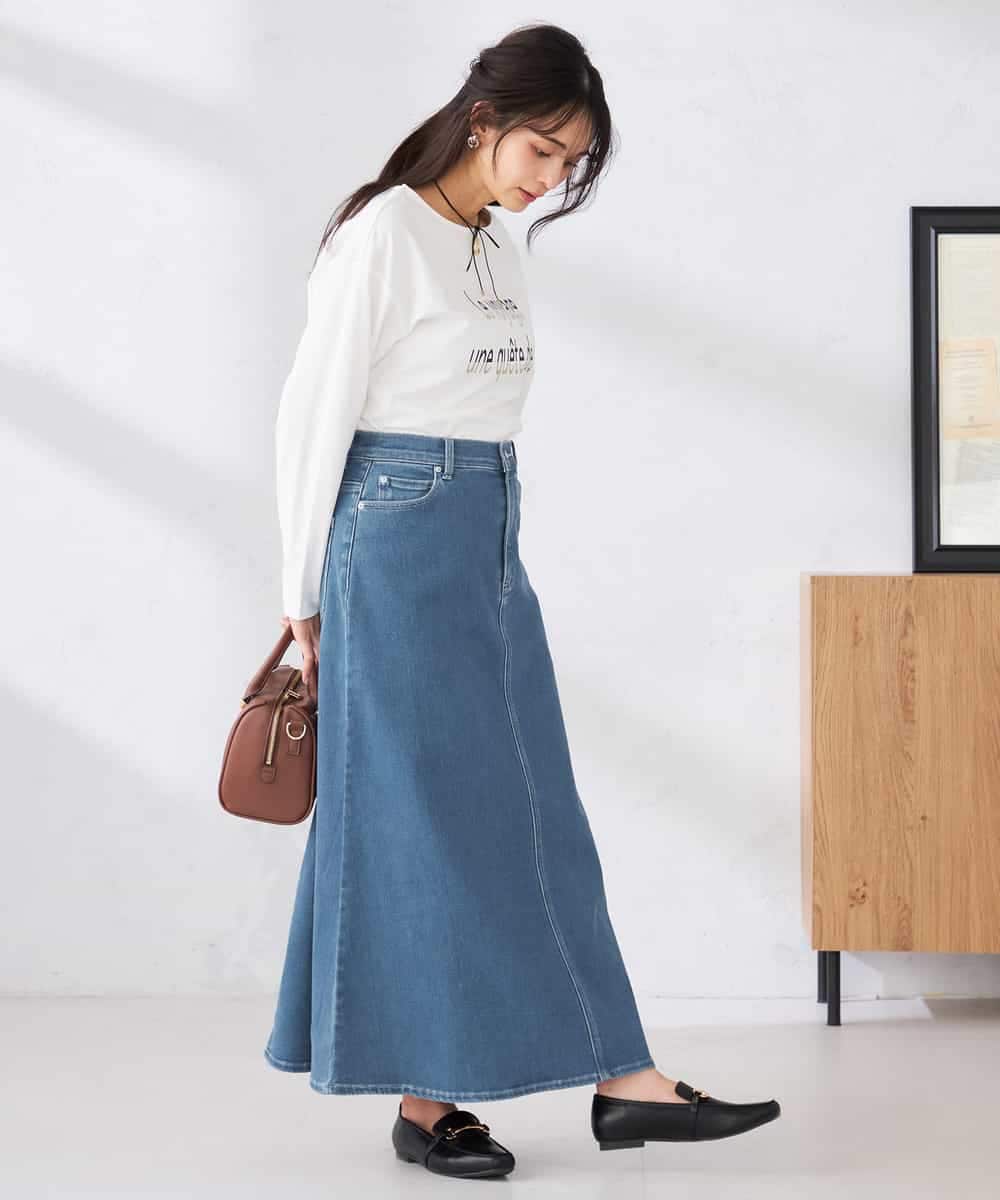 K2HFD02059 a.v.v(アー・ヴェ・ヴェ) Aラインデニムスカート ブルー