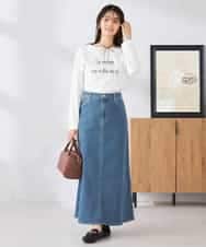 K2HFD02059 a.v.v(アー・ヴェ・ヴェ) Aラインデニムスカート ブルー