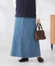 K2HFD02059 a.v.v(アー・ヴェ・ヴェ) Aラインデニムスカート ブルー