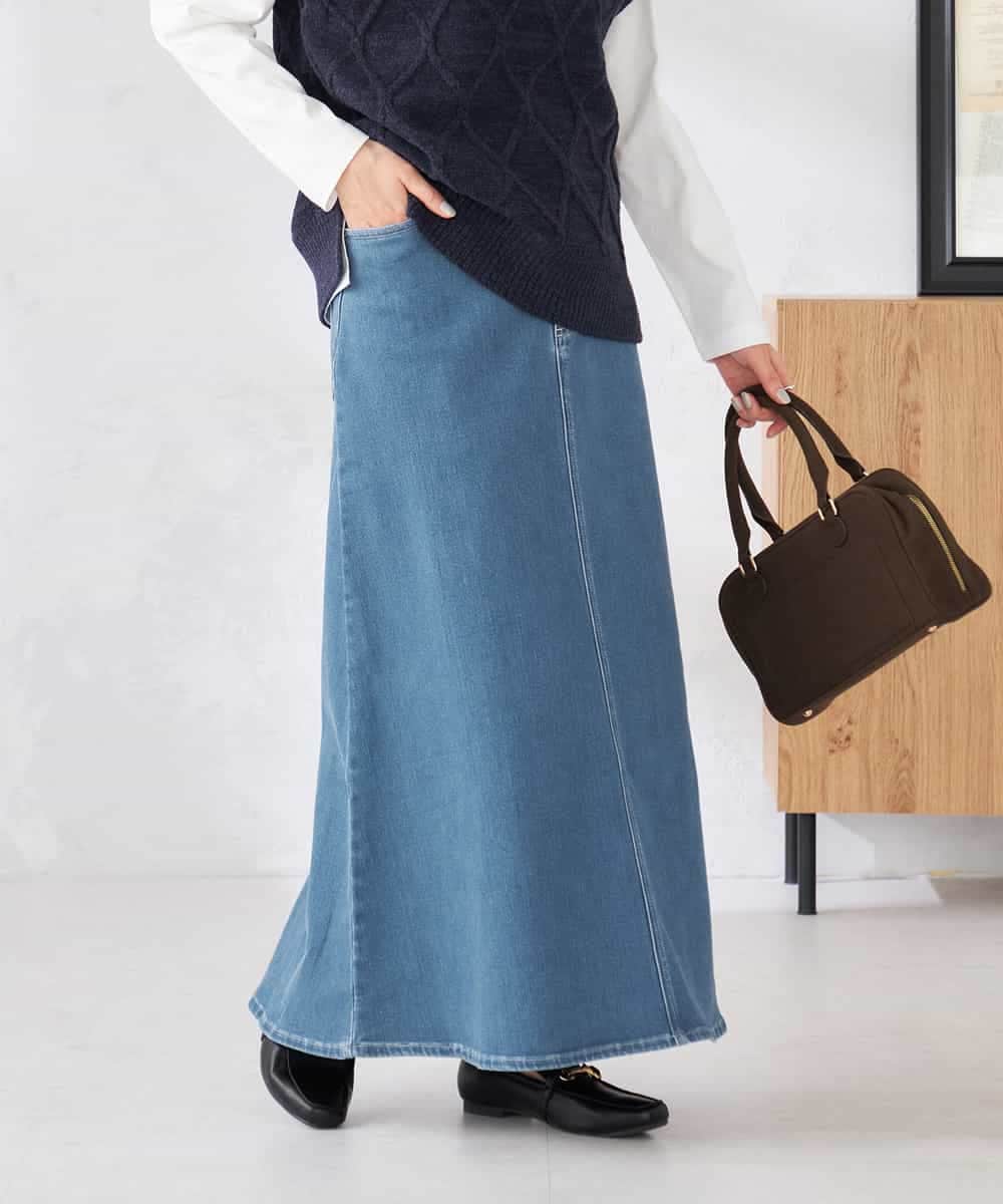 K2HFD02059 a.v.v(アー・ヴェ・ヴェ) Aラインデニムスカート ブルー