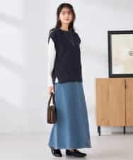 K2HFD02059 a.v.v(アー・ヴェ・ヴェ) Aラインデニムスカート ブルー