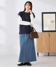 K2HFD02059 a.v.v(アー・ヴェ・ヴェ) Aラインデニムスカート ブルー