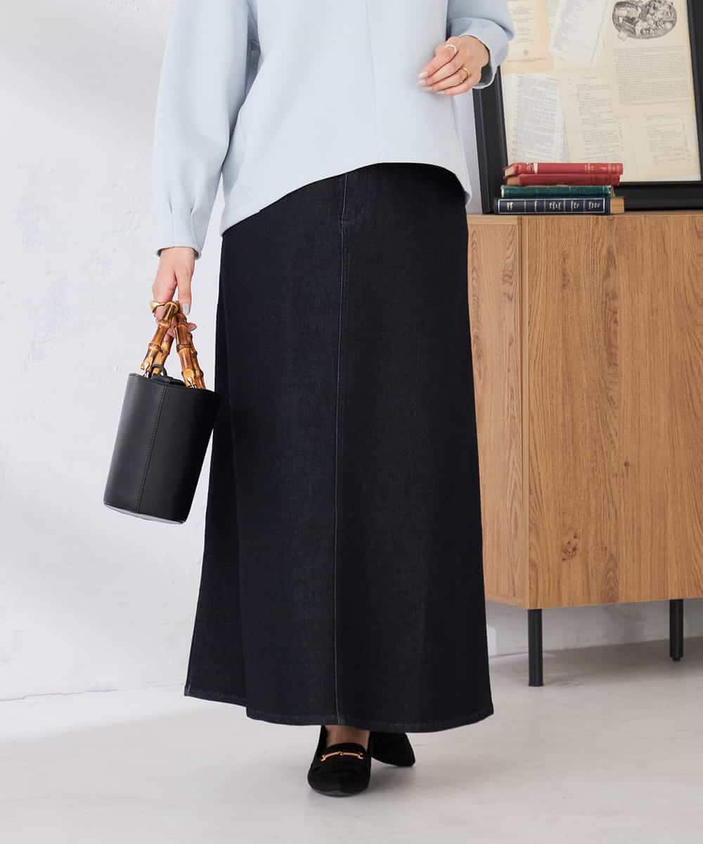 K2HFD02059 a.v.v(アー・ヴェ・ヴェ) Aラインデニムスカート ブルー