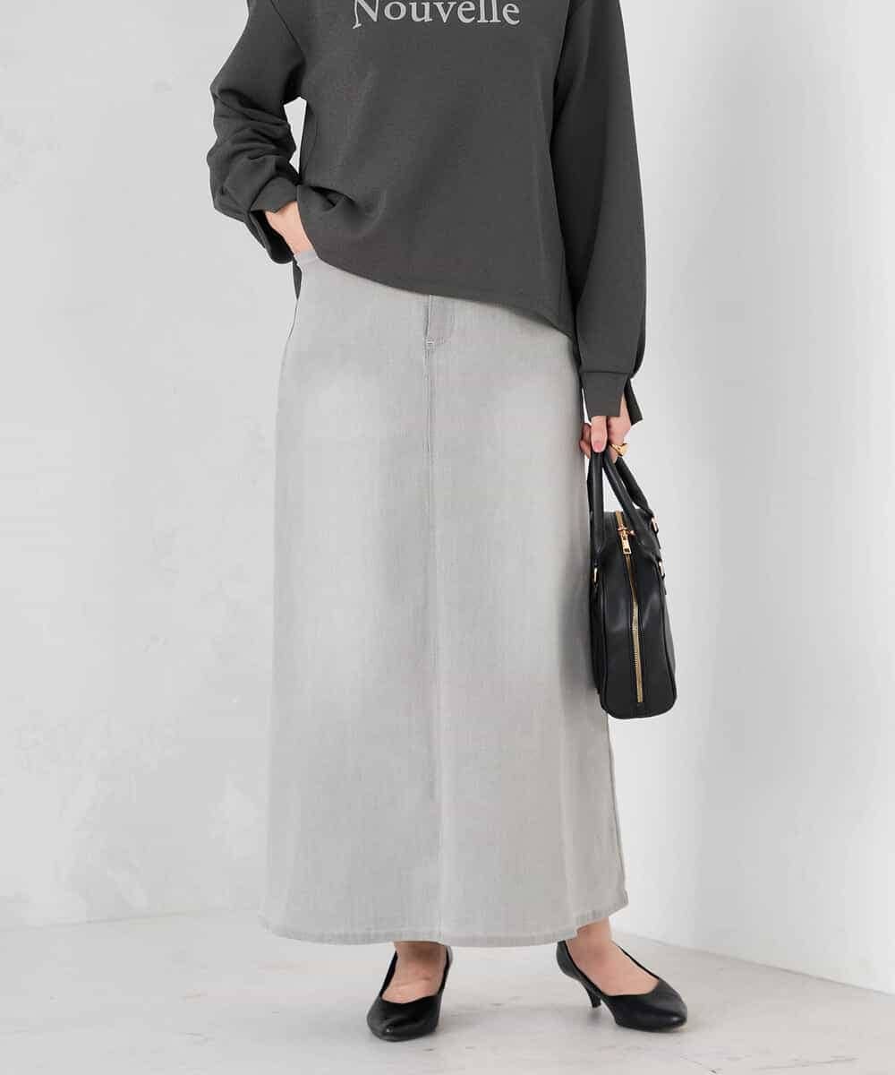 K2HFD02059 a.v.v(アー・ヴェ・ヴェ) Aラインデニムスカート ブルー