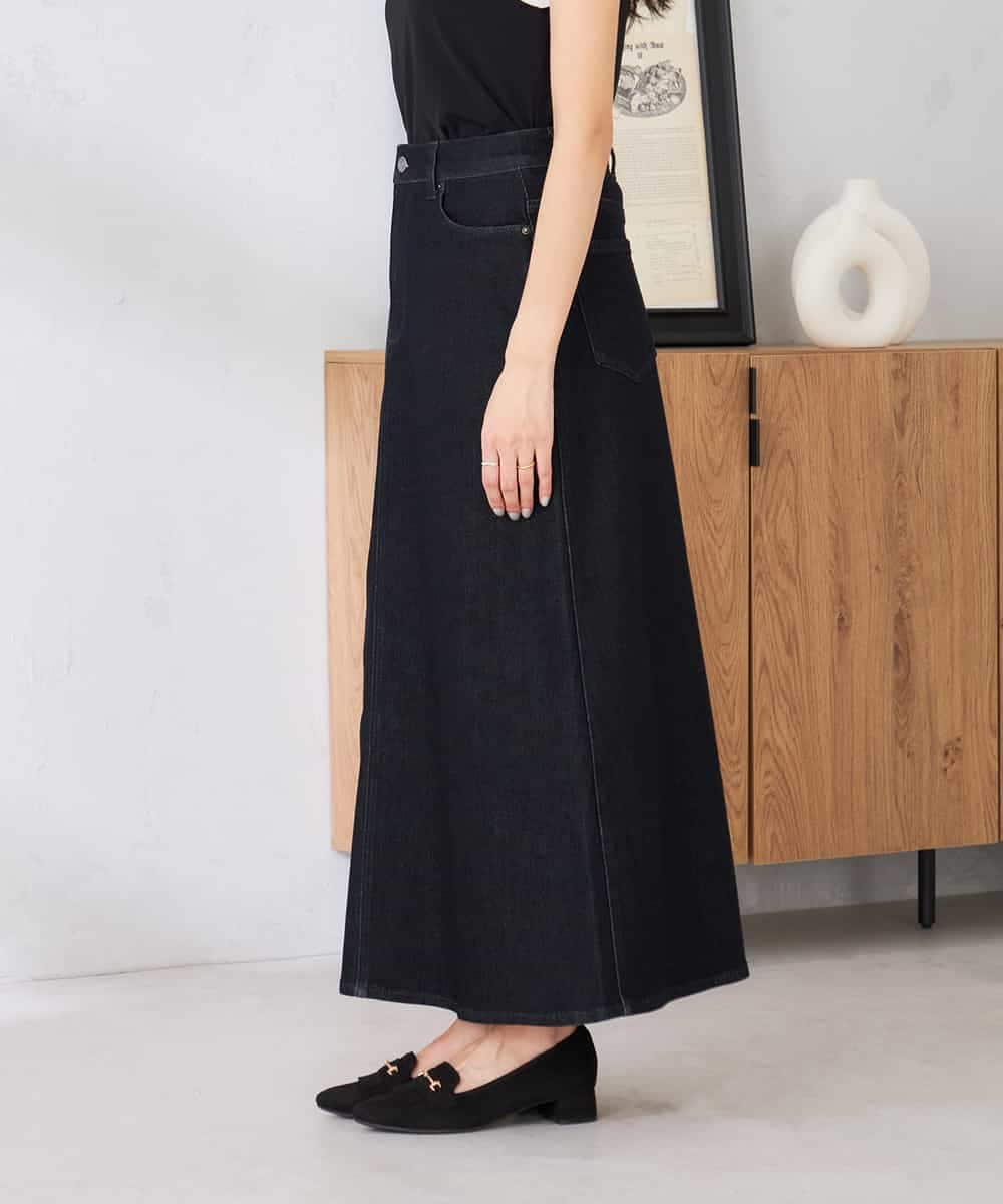 K2HFD02059 a.v.v(アー・ヴェ・ヴェ) Aラインデニムスカート ブルー