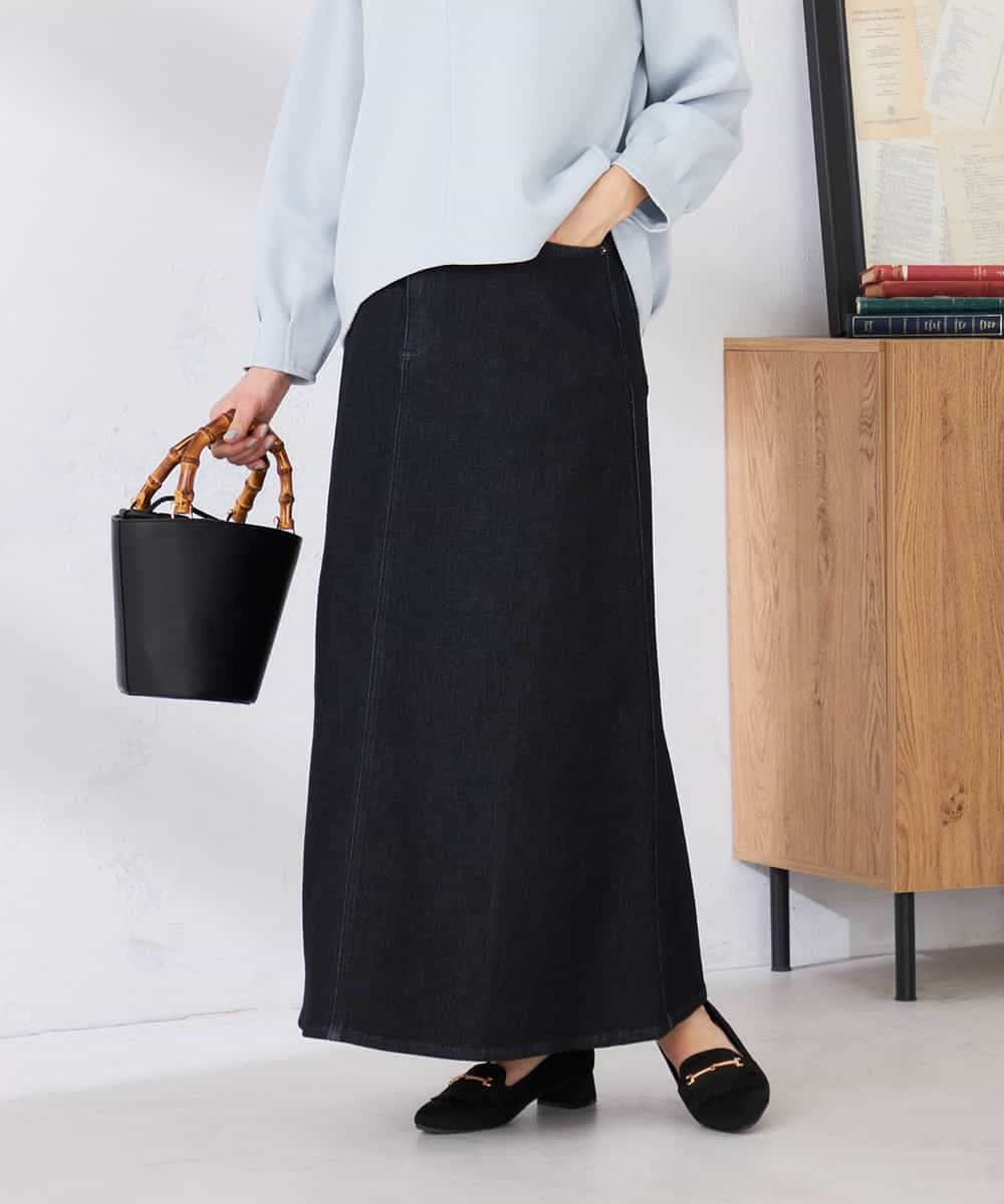 K2HFD02059 a.v.v(アー・ヴェ・ヴェ) Aラインデニムスカート ネイビー